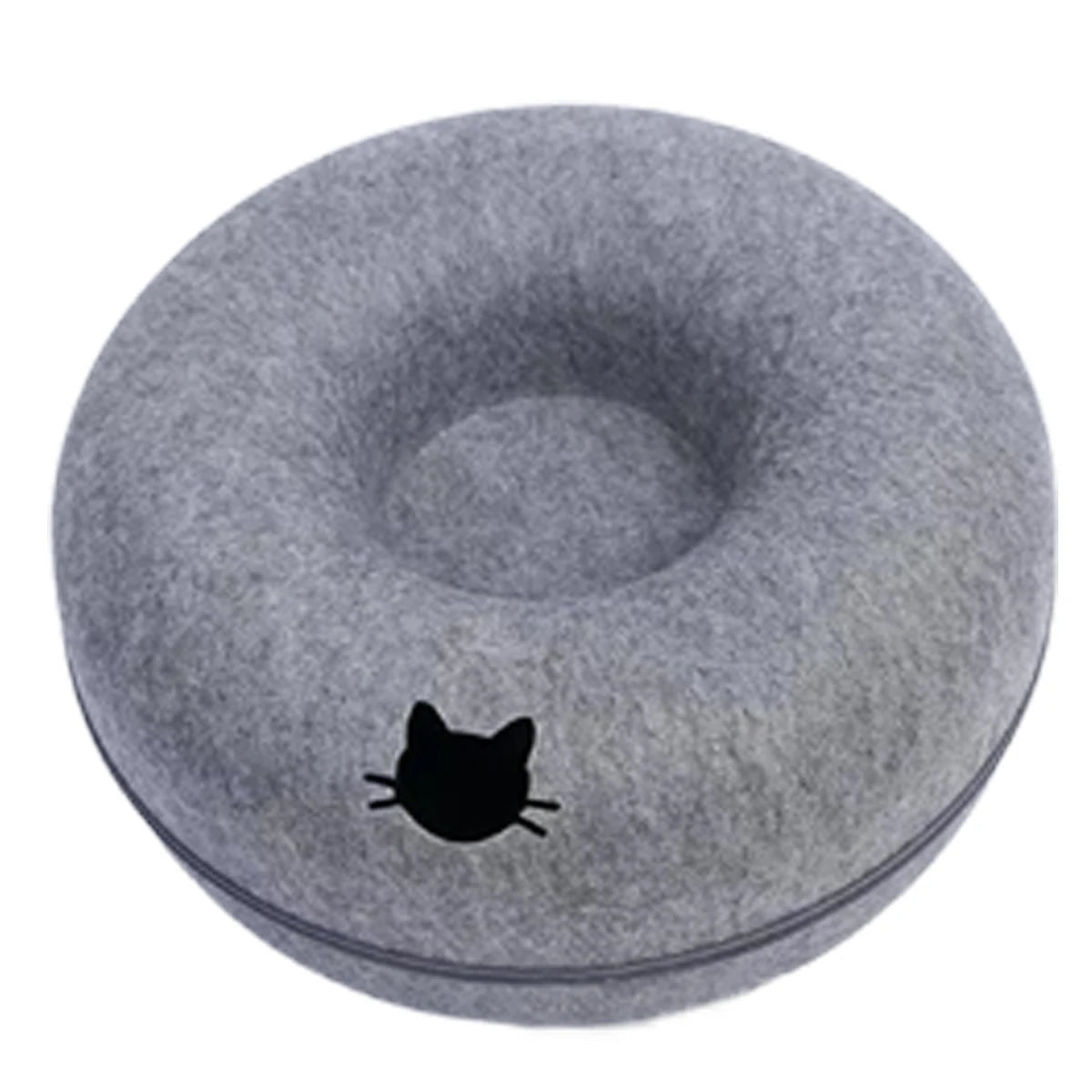 Felt Cat Tunnel Bed with Peek Hole – in use