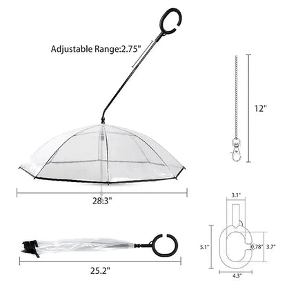Dog Umbrella with Leash – size and features